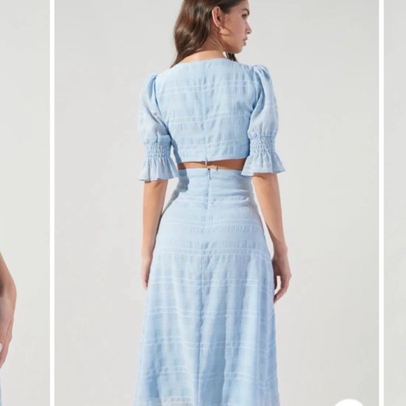 Sugarlips Light Blue Cutout Midi Dress with Ring Detail - Picture 2 of 4